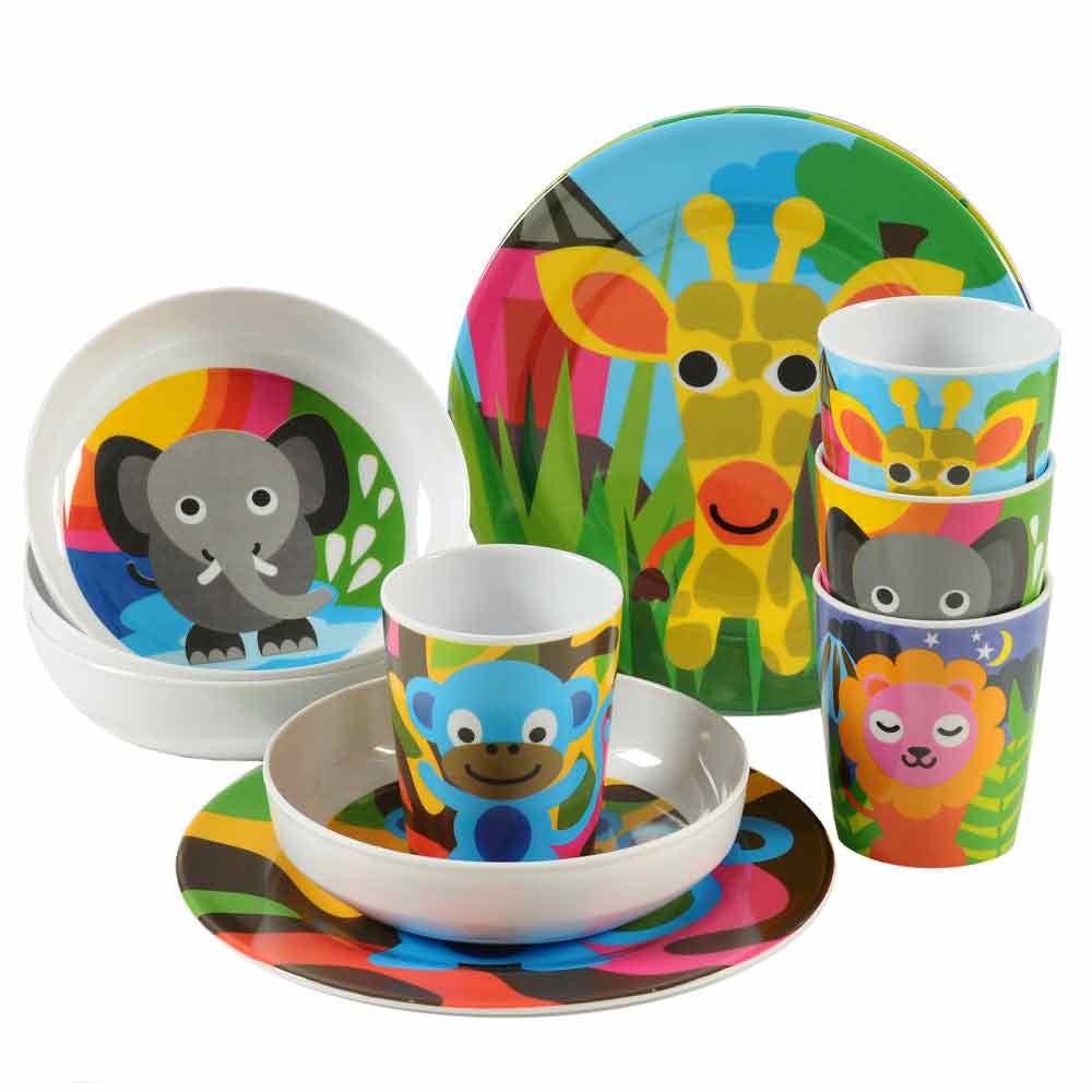 Set mit 4 Kindertellern – Dschungeltiere