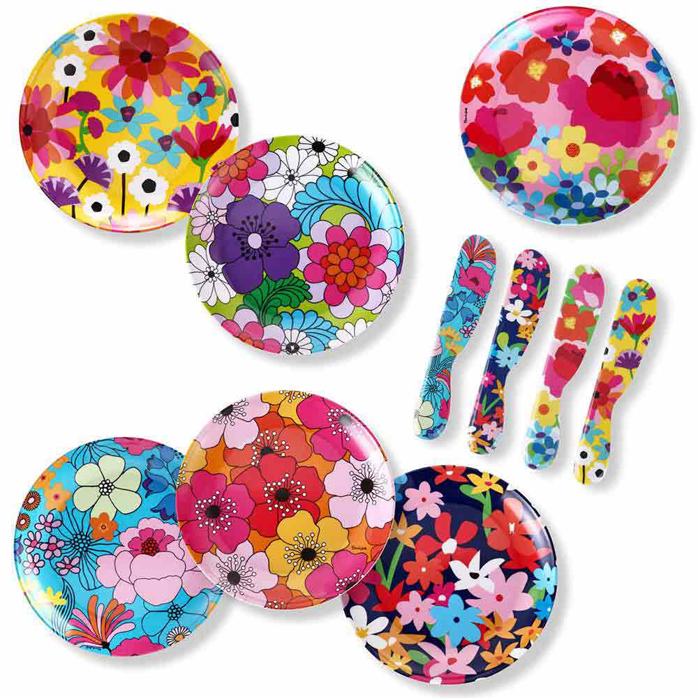 Set of 6 Small Appetizer Plates -  Floral