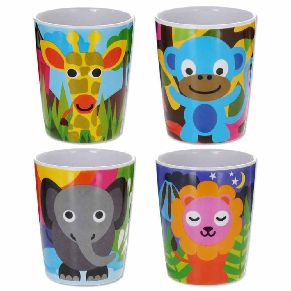 Set of 4 Kids Juice Cups - Jungle Animals