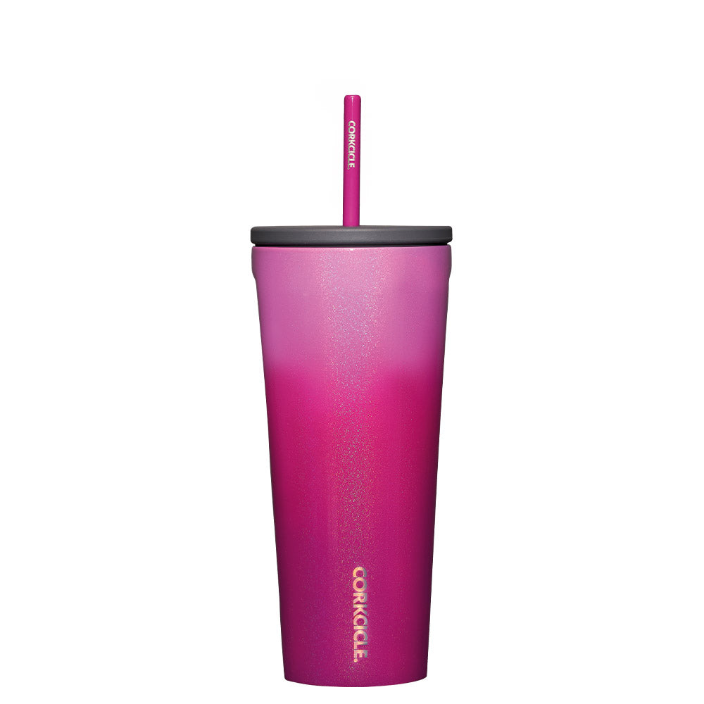 Cold Cup With Straw 710ml Glittey Pink Ombre