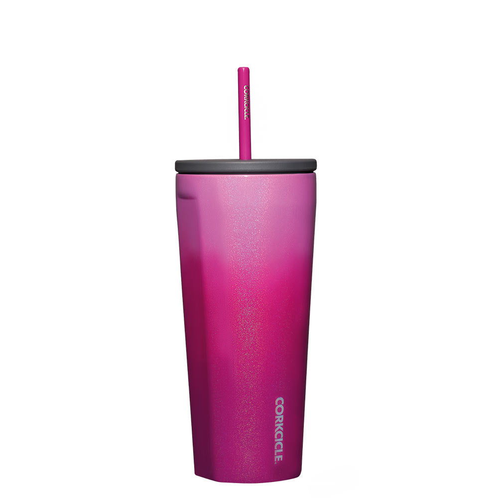 Cold Cup With Straw 710ml Glittey Pink Ombre