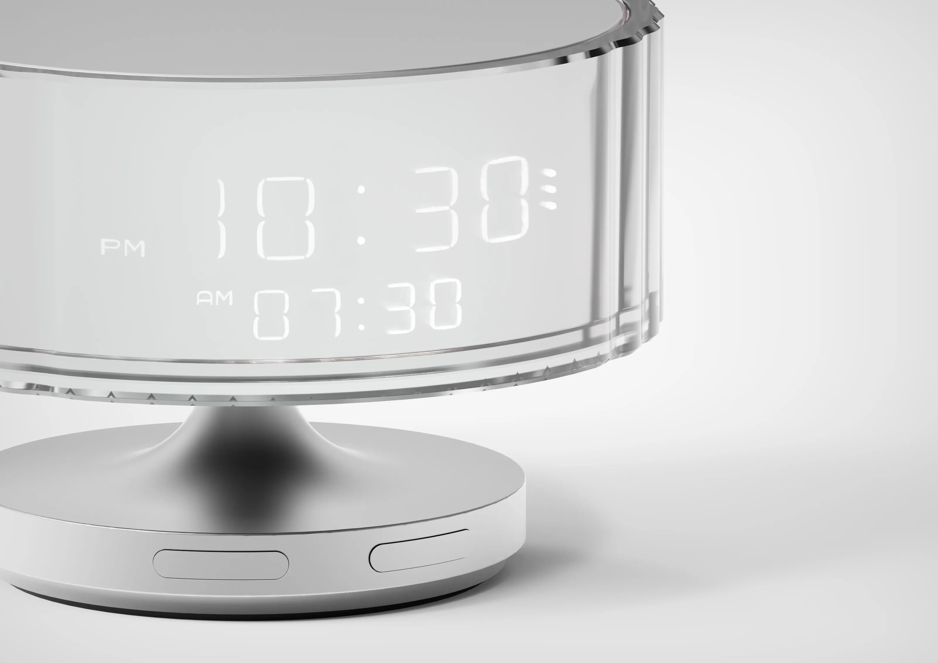 Hari LED Alarm Clock  Silver White - Waves