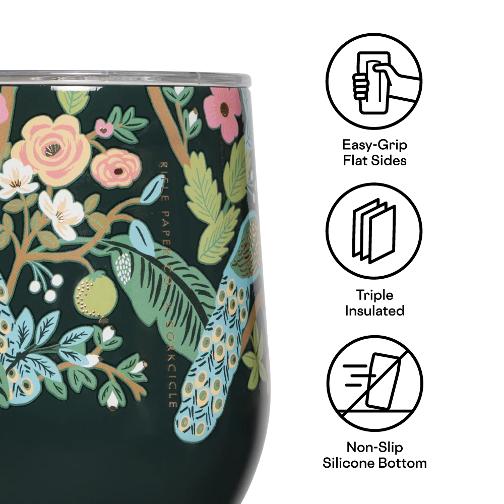Stemless -350ML Rifle Paper - Peacock Blue
