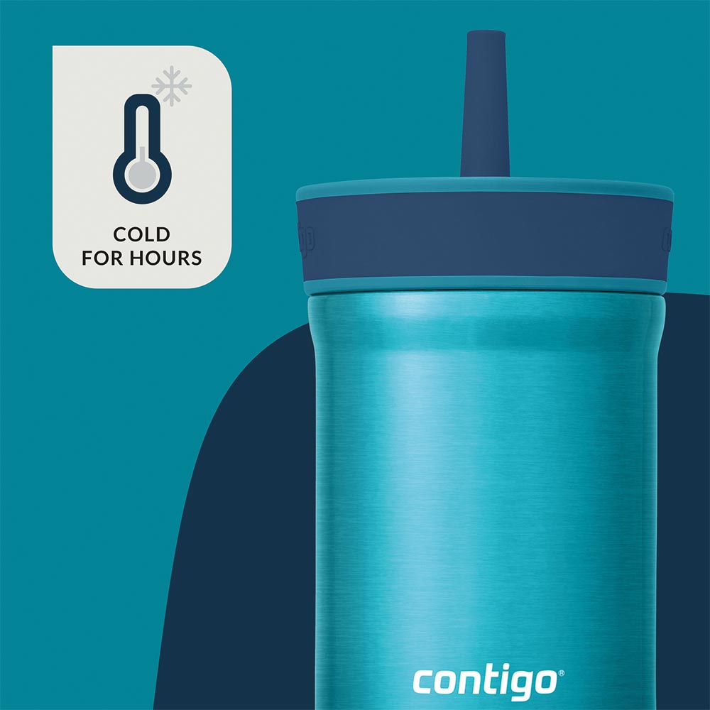 LEIGHTON Metal Straw Cup Blue 350 ml