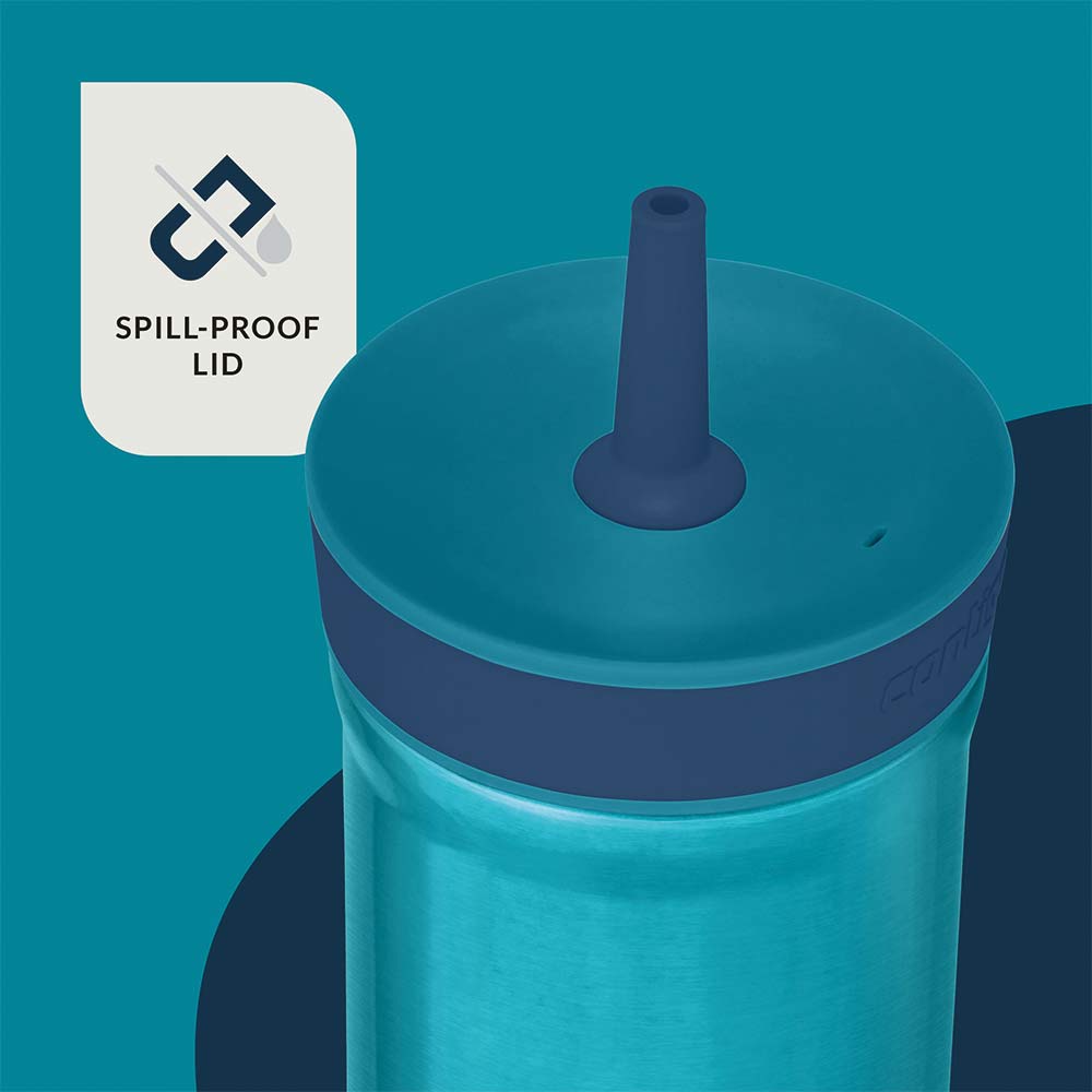 LEIGHTON Metal Straw Cup Blue 350 ml