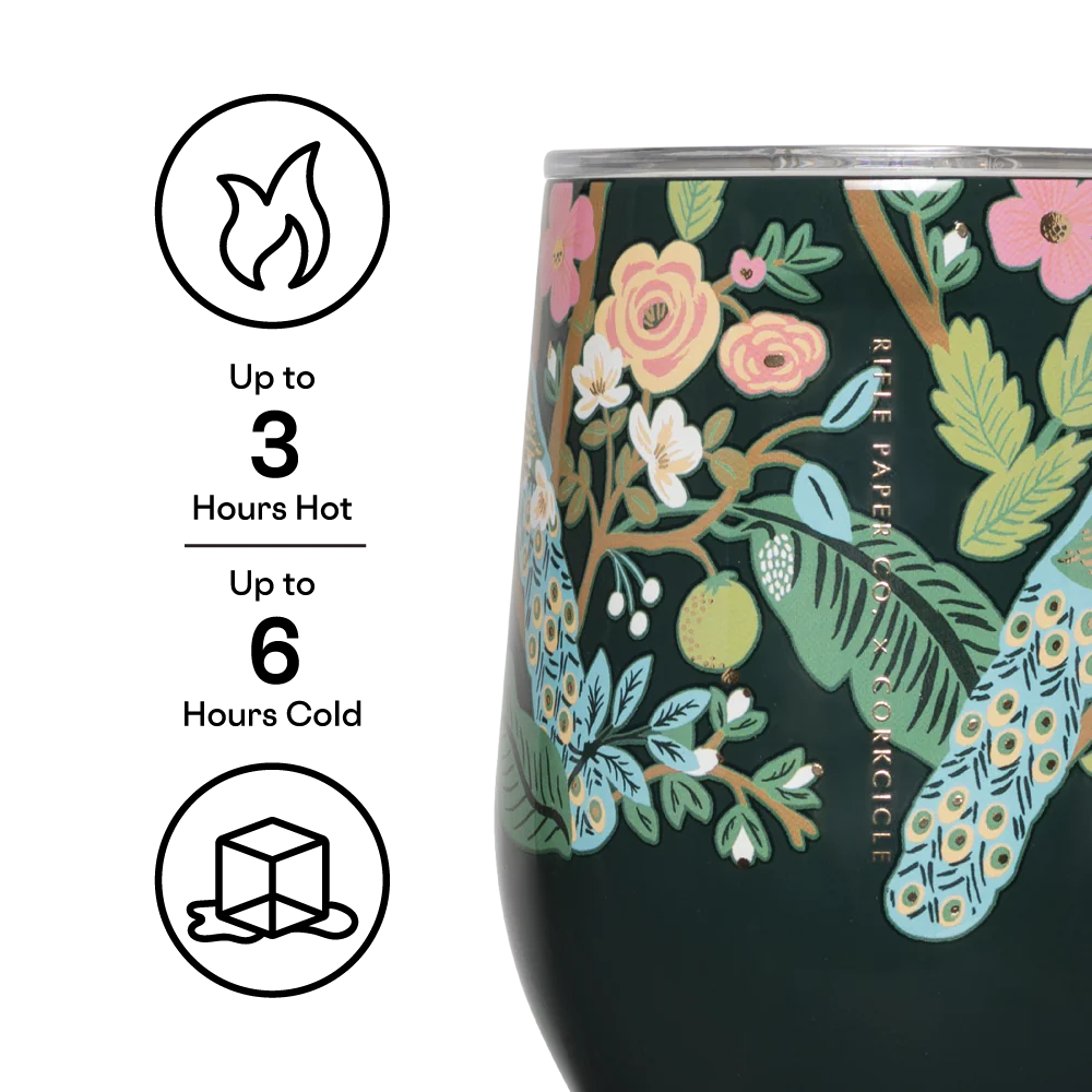 Stemless -350ML Rifle Paper - Peacock Blue